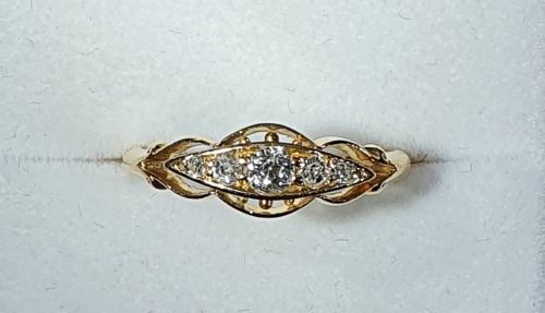 EDWARDIAN ROSE CUT 5 DIAMOND 18CT GOLD RING CHESTER HALLMARK SIZE M - ADDITIONAL PHOTO 7
