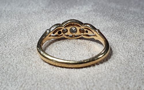 EDWARDIAN ROSE CUT 5 DIAMOND 18CT GOLD RING CHESTER HALLMARK SIZE M - ADDITIONAL PHOTO 11