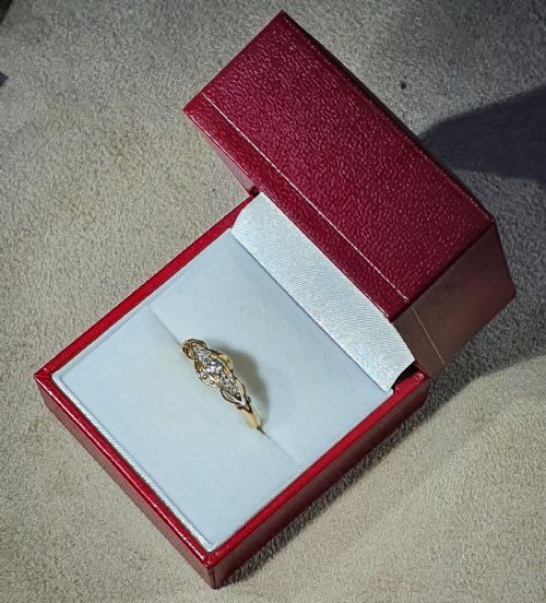 EDWARDIAN ROSE CUT 5 DIAMOND 18CT GOLD RING CHESTER HALLMARK SIZE M - ADDITIONAL PHOTO 13