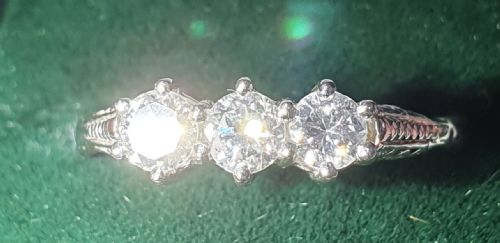 edwardian 05ct vsief diamond trilogy platinum ring size o - CATEGORY: ANTIQUE JEWELLERY - DATED EDWARDIAN