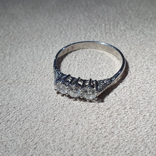 EDWARDIAN 05CT VSIEF DIAMOND TRILOGY PLATINUM RING SIZE O - ADDITIONAL PHOTO 3