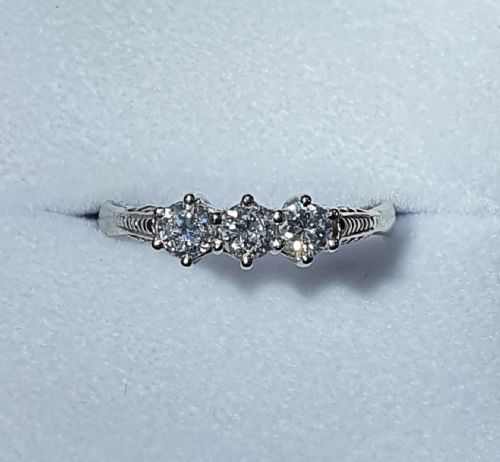 EDWARDIAN 05CT VSIEF DIAMOND TRILOGY PLATINUM RING SIZE O - ADDITIONAL PHOTO 5