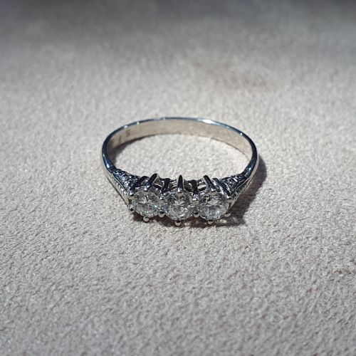 EDWARDIAN 05CT VSIEF DIAMOND TRILOGY PLATINUM RING SIZE O - ADDITIONAL PHOTO 6