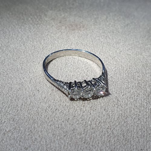 EDWARDIAN 05CT VSIEF DIAMOND TRILOGY PLATINUM RING SIZE O - ADDITIONAL PHOTO 7