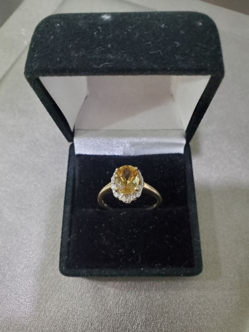 OVAL CUT 2CT CITRINE DIAMONDS RING SIZE Q - ADDITIONAL PHOTO 1