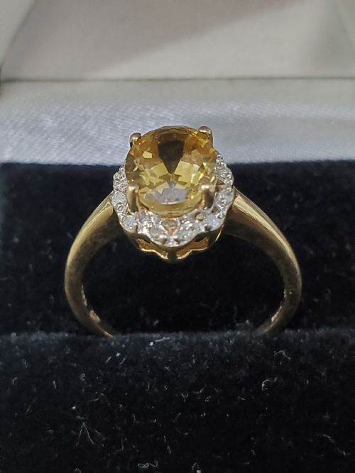 OVAL CUT 2CT CITRINE DIAMONDS RING SIZE Q - ADDITIONAL PHOTO 2