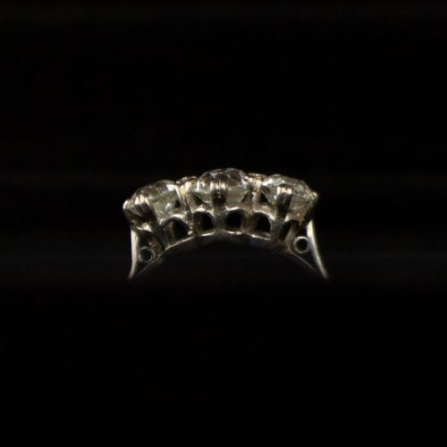 EDWARDIAN 15CT OLD CUT DIAMOND PLATINUM TRILOGY RING 8500 - ADDITIONAL PHOTO 5
