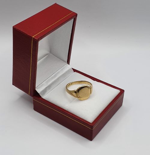 heavy 18ct gold signet ring london 1936 size o12 - CATEGORY: ANTIQUE JEWELLERY - DATED 1930