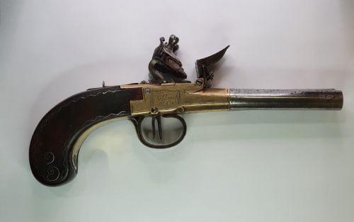 rare antique double barrelled flintlock travelling pistol by ketland co c1800 - CATEGORY: ANTIQUE MISCELLANEOUS - DATED 1800
