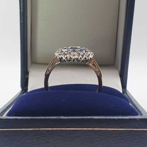VINTAGE BAGUETTE CUT SAPPHIRE DIAMOND 9CT GOLD RING SIZE O - ADDITIONAL PHOTO 2