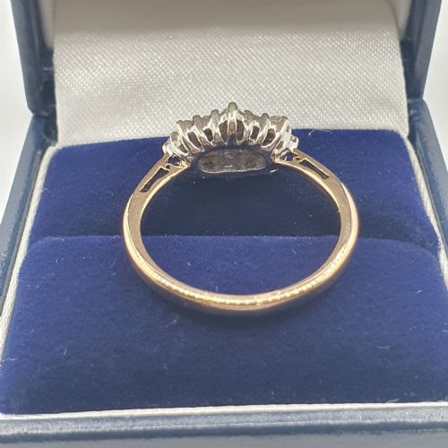 VINTAGE BAGUETTE CUT SAPPHIRE DIAMOND 9CT GOLD RING SIZE O - ADDITIONAL PHOTO 3