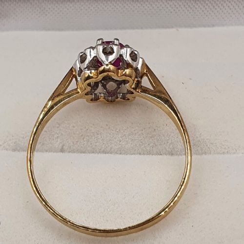 ART DECO DESIGN OVAL CUT RUBY DIAMOND HALO PLATINUM SETTING 9CT GOLD BAND SIZE N - ADDITIONAL PHOTO 4