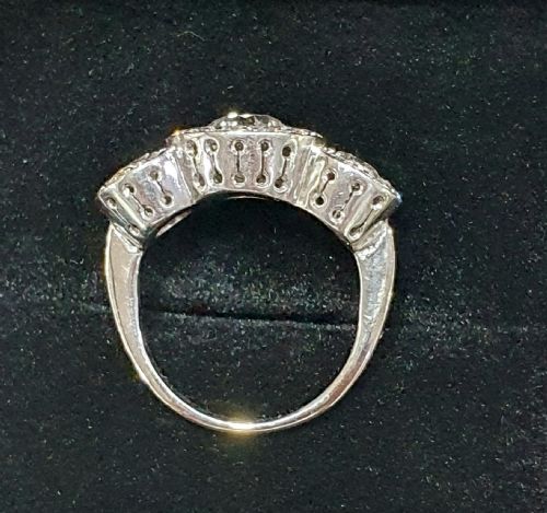 ART DECO 3CT EUROPEAN DIAMOND PLATINUM TRILOGY BOMBE CLUSTER RING SIZE M - ADDITIONAL PHOTO 4