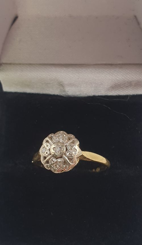 VINTAGE 18 GOLD DIAMOND RING SIZE L12 - ADDITIONAL PHOTO 1