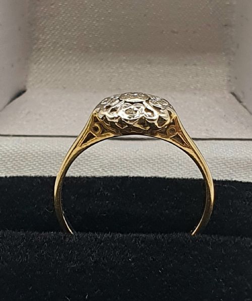 VINTAGE 18 GOLD DIAMOND RING SIZE L12 - ADDITIONAL PHOTO 2