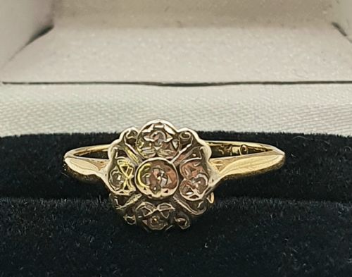 VINTAGE 18 GOLD DIAMOND RING SIZE L12 - ADDITIONAL PHOTO 4