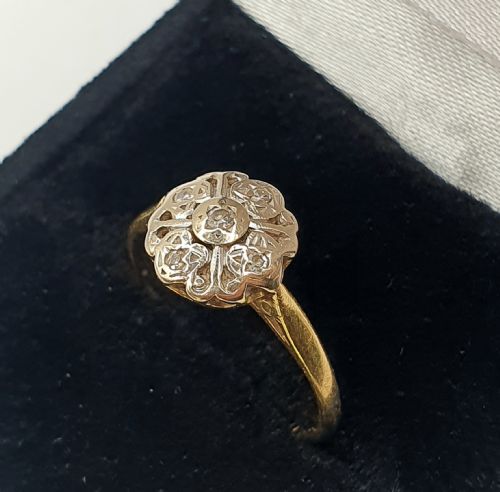 vintage 18 gold diamond ring size l12 - CATEGORY: ANTIQUE JEWELLERY - DATED 1950