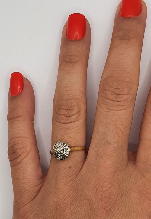 VINTAGE 18 GOLD DIAMOND RING SIZE L12 - ADDITIONAL PHOTO 8