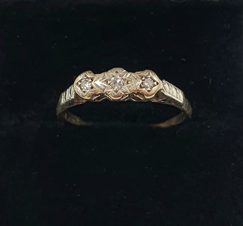 art deco 1930s diamond palladium 9ct fold geometric star ring size n - CATEGORY: ANTIQUE JEWELLERY - DATED 1930