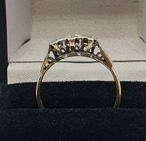 ART DECO 1930S DIAMOND PALLADIUM 9CT FOLD GEOMETRIC STAR RING SIZE N - ADDITIONAL PHOTO 1