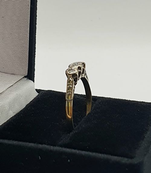 ART DECO 1930S DIAMOND PALLADIUM 9CT FOLD GEOMETRIC STAR RING SIZE N - ADDITIONAL PHOTO 4
