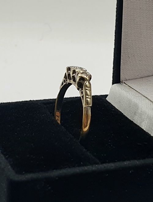 ART DECO 1930S DIAMOND PALLADIUM 9CT FOLD GEOMETRIC STAR RING SIZE N - ADDITIONAL PHOTO 5