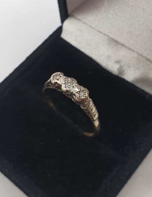 ART DECO 1930S DIAMOND PALLADIUM 9CT FOLD GEOMETRIC STAR RING SIZE N - ADDITIONAL PHOTO 6