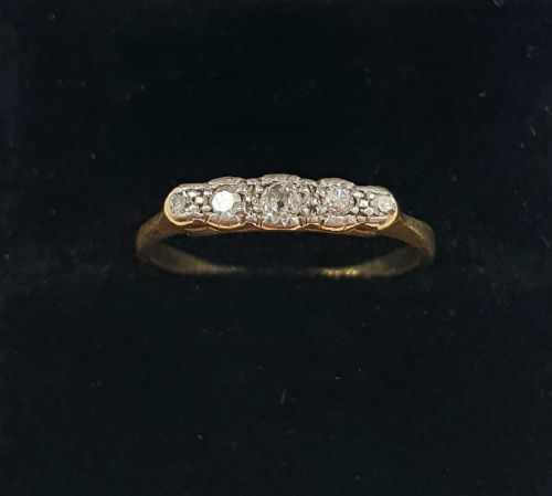 art deco period diamond 18ct gold platinum hallmarked ring size l - CATEGORY: ANTIQUE JEWELLERY - DATED 1930