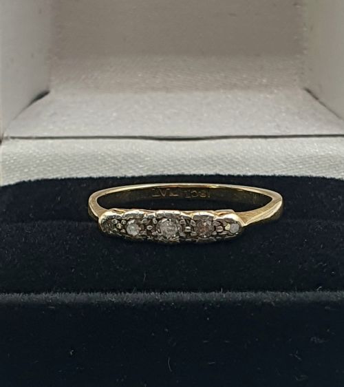 ART DECO PERIOD DIAMOND 18CT GOLD PLATINUM HALLMARKED RING SIZE L - ADDITIONAL PHOTO 5