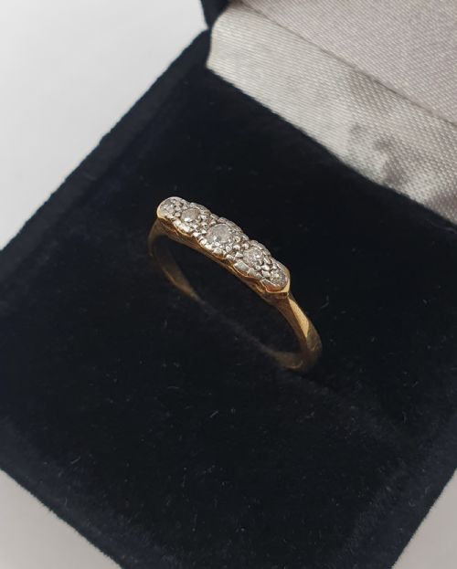 ART DECO PERIOD DIAMOND 18CT GOLD PLATINUM HALLMARKED RING SIZE L - ADDITIONAL PHOTO 6