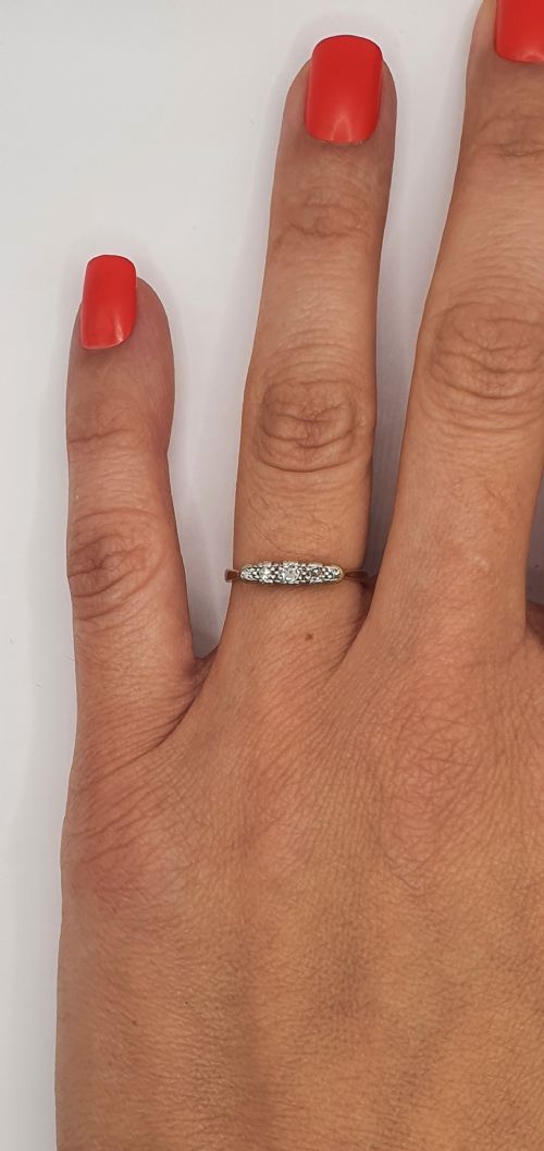 ART DECO PERIOD DIAMOND 18CT GOLD PLATINUM HALLMARKED RING SIZE L - ADDITIONAL PHOTO 8