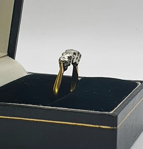 ART DECO PERIOD DIAMOND 18CT GOLD PLATINUM HALLMARKED RING SIZE M12 - ADDITIONAL PHOTO 4