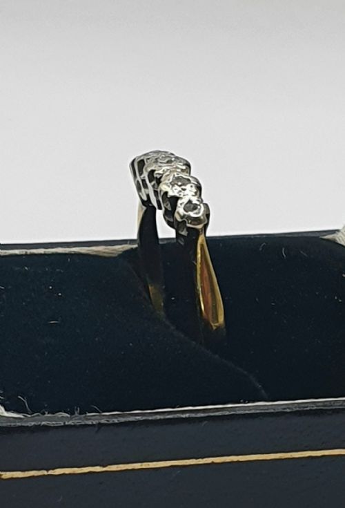ART DECO PERIOD DIAMOND 18CT GOLD PLATINUM HALLMARKED RING SIZE M12 - ADDITIONAL PHOTO 5