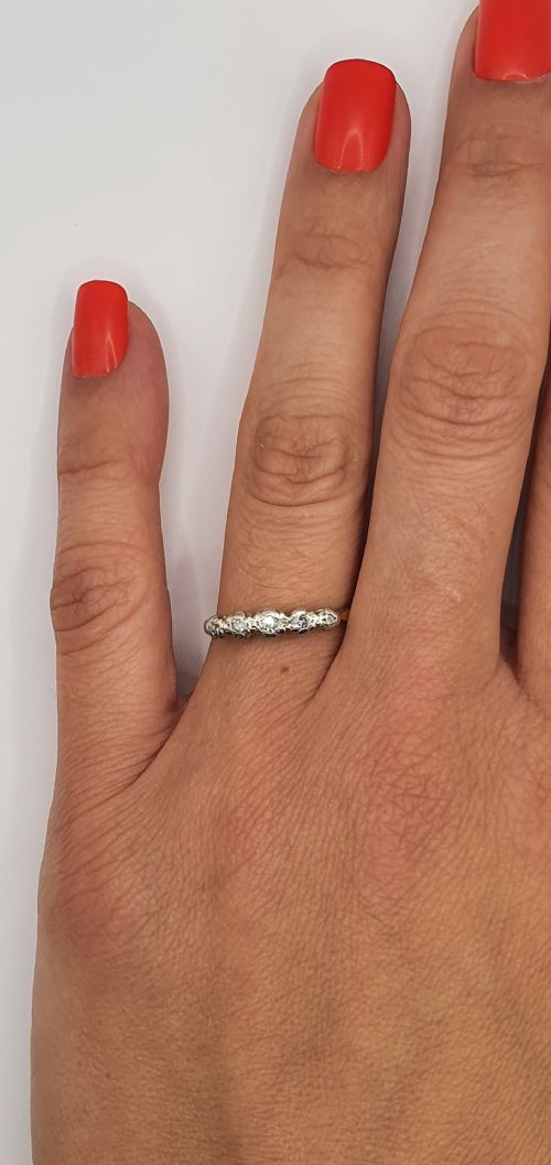 ART DECO PERIOD DIAMOND 18CT GOLD PLATINUM HALLMARKED RING SIZE M12 - ADDITIONAL PHOTO 7