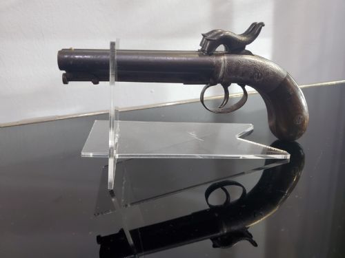 double barreled percussion boxlock pocket pistol 19th century - CATEGORY: ANTIQUE MISCELLANEOUS - DATED 19TH CENTURY