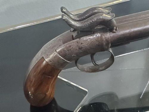 DOUBLE BARRELED PERCUSSION BOXLOCK POCKET PISTOL 19TH CENTURY - ADDITIONAL PHOTO 4