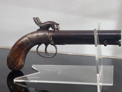 DOUBLE BARRELED PERCUSSION BOXLOCK POCKET PISTOL 19TH CENTURY - ADDITIONAL PHOTO 5