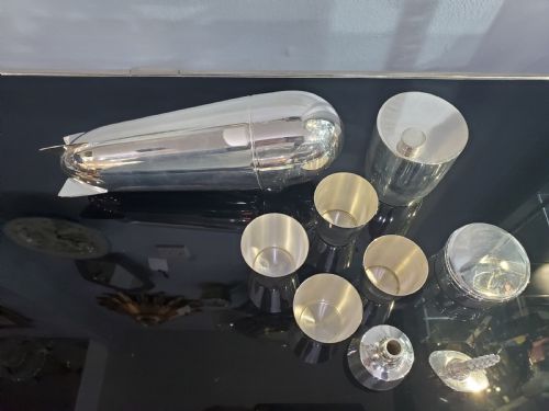 JAMES DEAKIN SON SILVER PLATED EPNS ZEPPELIN AIRSHIP COCKTAIL SHAKER SET - ADDITIONAL PHOTO 4