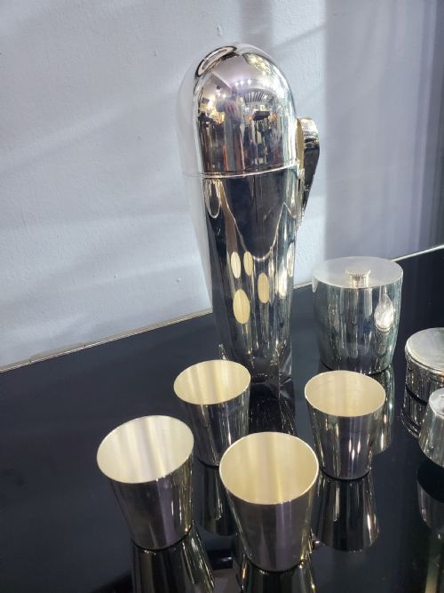 JAMES DEAKIN SON SILVER PLATED EPNS ZEPPELIN AIRSHIP COCKTAIL SHAKER SET - ADDITIONAL PHOTO 11