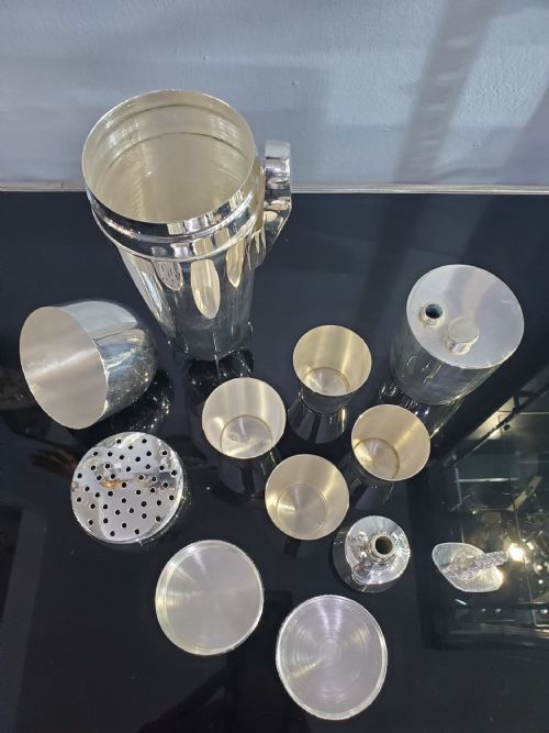 JAMES DEAKIN SON SILVER PLATED EPNS ZEPPELIN AIRSHIP COCKTAIL SHAKER SET - ADDITIONAL PHOTO 10
