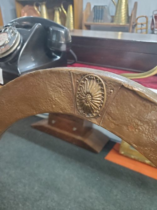 ARTS CRAFTS COPPER OVAL MANTEL MIRROR C1900 - ADDITIONAL PHOTO 3