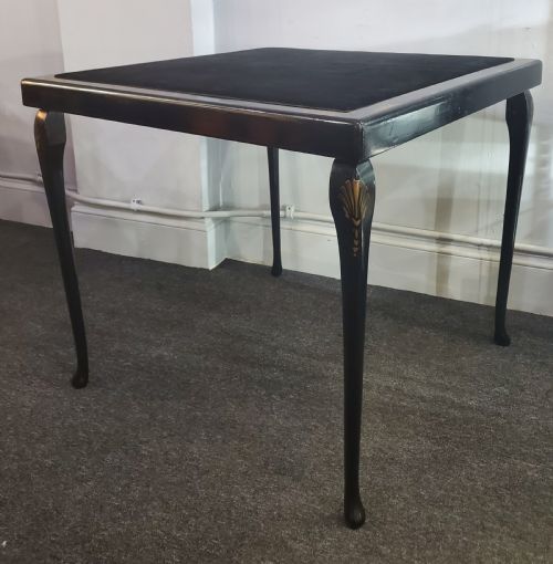 card table ebonised with chinoiserie decoration early 20th century - CATEGORY: ANTIQUE TABLES - DATED 1920