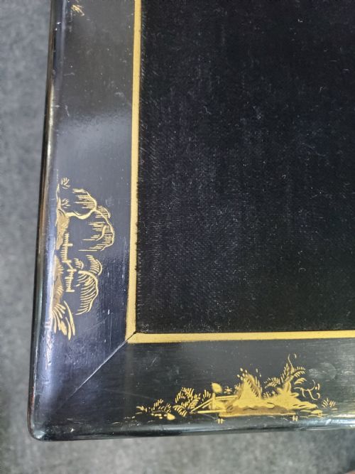 CARD TABLE EBONISED WITH CHINOISERIE DECORATION EARLY 20TH CENTURY - ADDITIONAL PHOTO 2