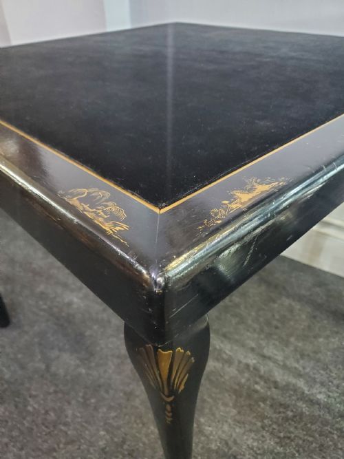 CARD TABLE EBONISED WITH CHINOISERIE DECORATION EARLY 20TH CENTURY - ADDITIONAL PHOTO 5