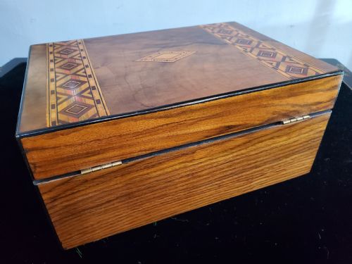 VICTORIAN PARQUETRY INLAID WALNUT JEWELLERY BOX C1880 - ADDITIONAL PHOTO 11