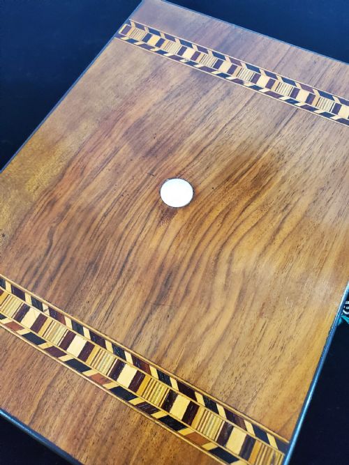 VICTORIAN PARQUETRY INLAID WALNUT JEWELLERY BOX C1880 - ADDITIONAL PHOTO 5
