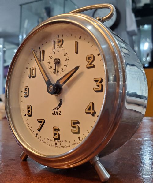 ART DECO JAZ FRENCH CHROME TRAVEL ALARM CLOCK 193040 - ADDITIONAL PHOTO 6