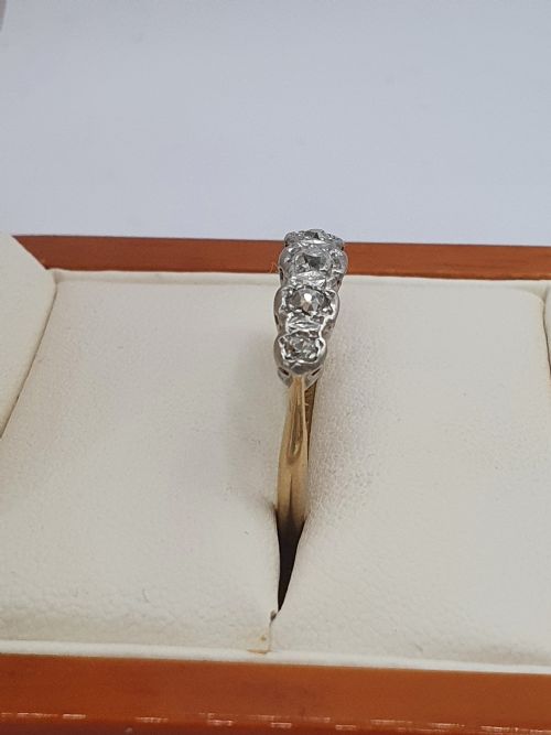 ART DECO 5 STONE DIAMOND 18CT GOLD PLATINUM RING C1920S SIZE Q - ADDITIONAL PHOTO 2