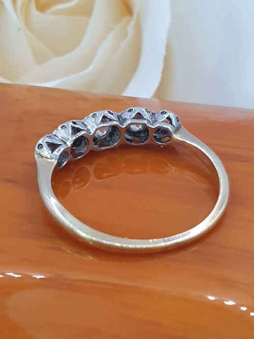 ART DECO 5 STONE DIAMOND 18CT GOLD PLATINUM RING C1920S SIZE Q - ADDITIONAL PHOTO 4