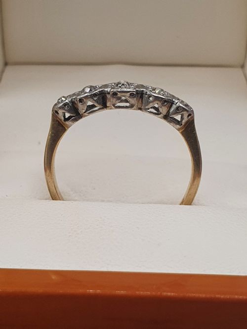 ART DECO 5 STONE DIAMOND 18CT GOLD PLATINUM RING C1920S SIZE Q - ADDITIONAL PHOTO 5